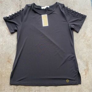 Michael Kors Basic Black Open/Slit Sleeve Top NEW WITH TAGS NWT
